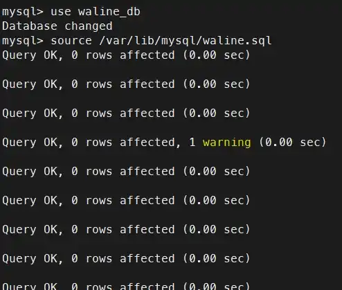 导入 waline.sql 文件